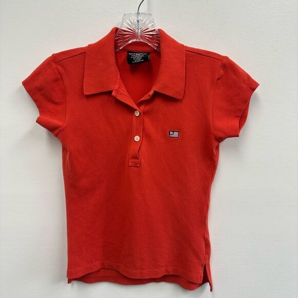 Y2K Polo Ralph Lauren Red Preppy Short Sleeve Polo Shirt Collared Cotton Size S - Picture 5 of 11